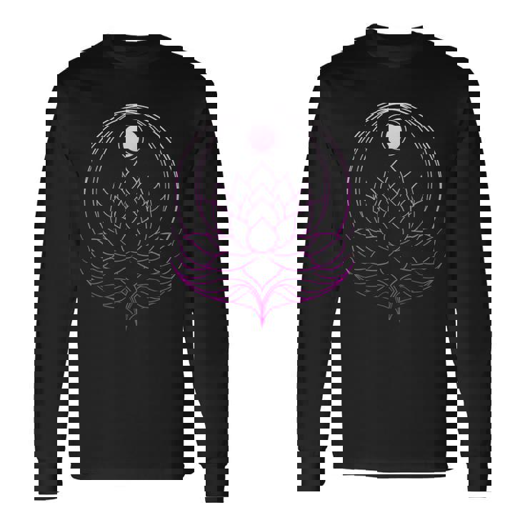 ヨガと瞑想用の月付きヨガ衣装ロータス ナマステ 長袖Tシャツ