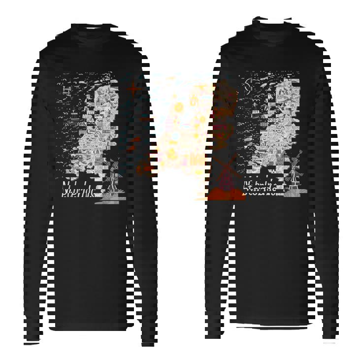 ヨーロッパ オランダ 地図 オランダ アムステルダム バケーション お土産 長袖Tシャツ