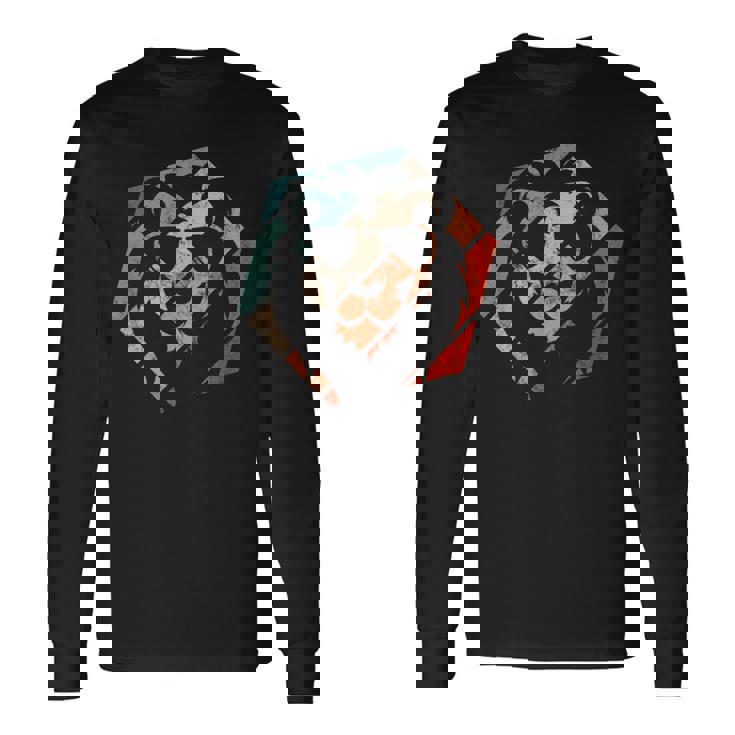 ライオン レトロスタイル ビンテージ 長袖Tシャツ