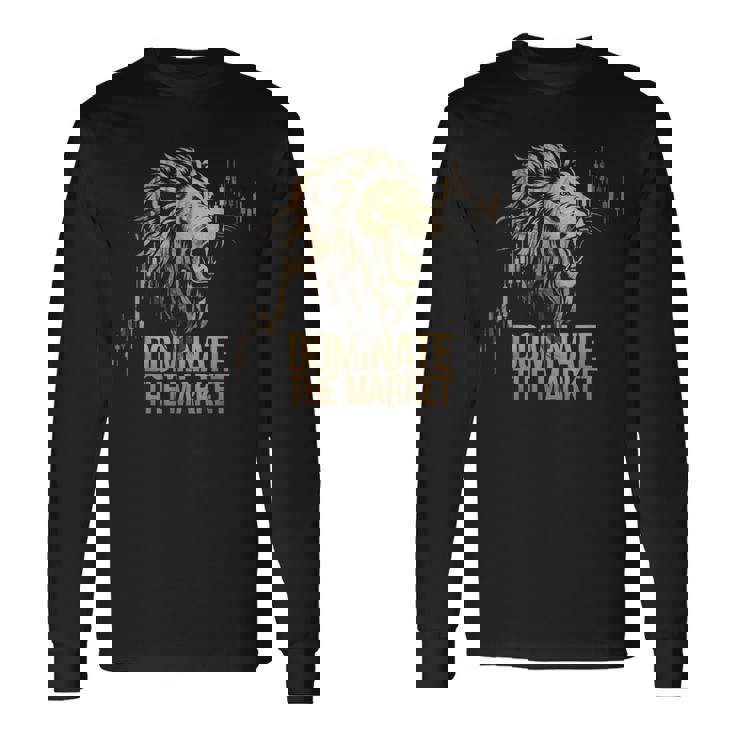 ライオントレーダーが市場を支配するローソク足チャートトレーダー 長袖Tシャツ