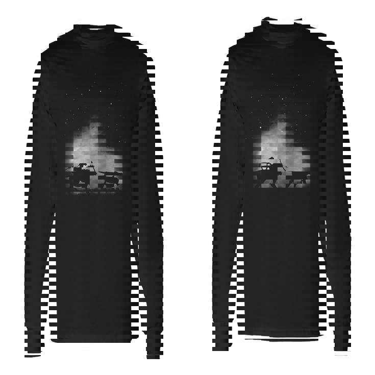 ライオンファミリー野生のアフリカ動物美しい 長袖Tシャツ