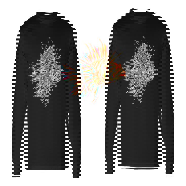 ライオンフィッシュ 動物 グラフィック アートワーク ライオンフィッシュ 長袖Tシャツ