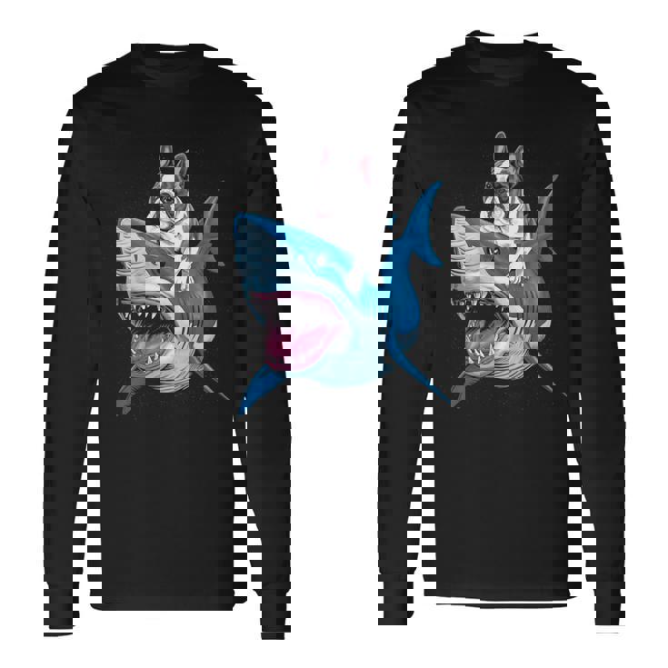 ライディング シャーク フレンチブルドッグ 長袖tシャツ 長袖Tシャツ