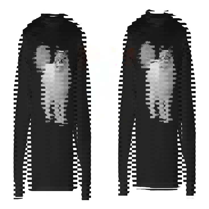 ラグドール 猫のポートレート ラグドール キャットヘッド ラグドール 猫の顔 長袖Tシャツ