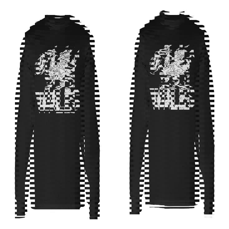 ラグビーボール ウェールズドラゴン メンズ レディース ボーイズ ガールズ ウェールズ 長袖Tシャツ