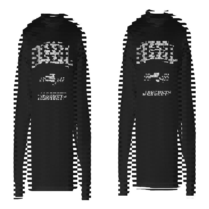 ラッセル・マサチューセッツ州マサチューセッツ州ヴィンテージアスレチックスポーツデザイン 長袖Tシャツ