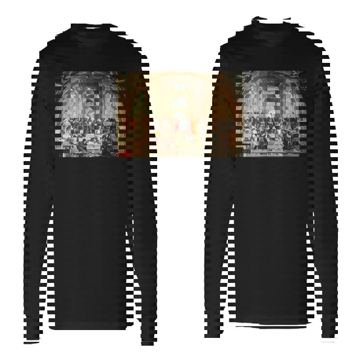 ラファエロ作「アテネの学堂」 長袖Tシャツ
