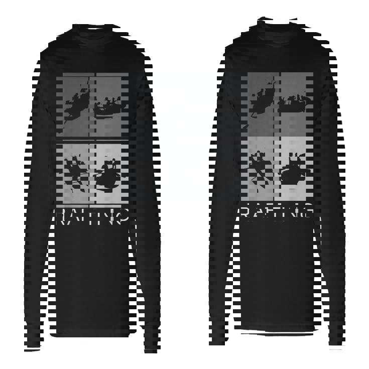 ラフティング シルエット 川 ラフト アウトドア ラフティング スポーツ 長袖Tシャツ