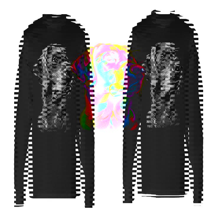 ラブラドールレトリバー カラフルカラー ポップアート グラフィック 犬 ラブラドール 長袖Tシャツ