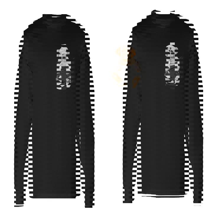 ラブラドール愛好家のためのポケットに入った面白いラブラドールレトリーバー 長袖Tシャツ