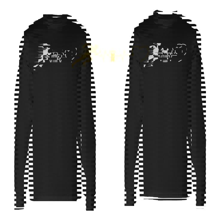 ランニングビールマン ユーモア ランニング 面白いギフトアイデア 長袖Tシャツ