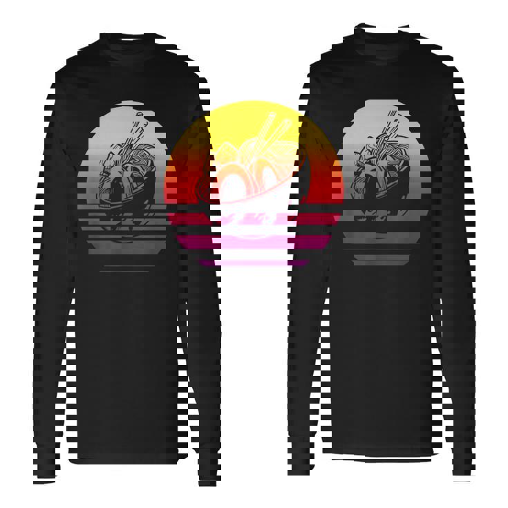 ラーメン レトロスタイル ビンテージ 長袖Tシャツ