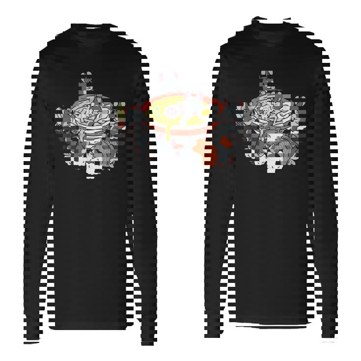 ラーメン寿司チンチラペット 長袖Tシャツ