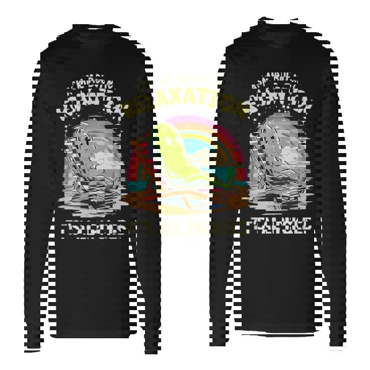 リラクゼーション聞いてピクルスモチベーション 長袖Tシャツ