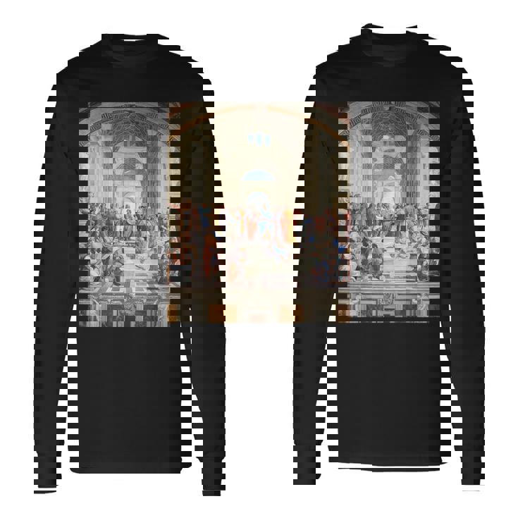 ルネッサンス名画 アテネの学校 長袖Tシャツ