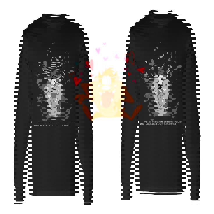 ルーニー・テューンズ タズ スピニング ハート 楽しい 長袖Tシャツ