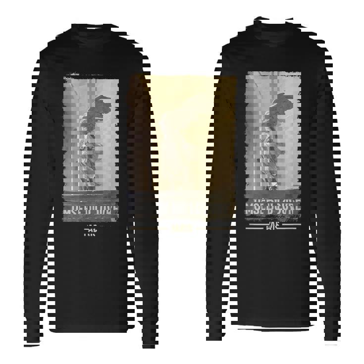 ルーヴル美術館 パリ フランス 翼のある勝利 筆プリント 長袖Tシャツ