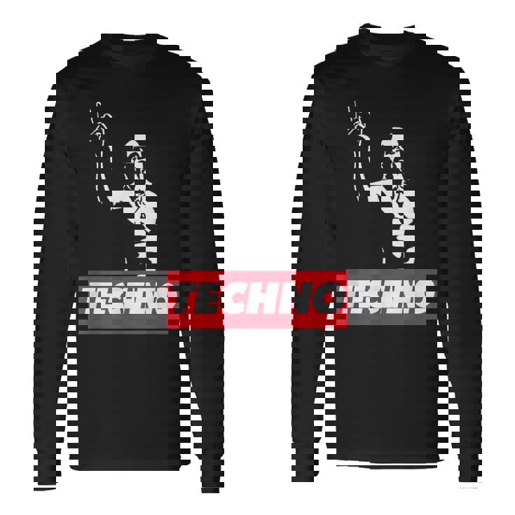 レイバー、Dj、ハードテクノパーティー、フェスティバルのためのテクノバイキング 長袖Tシャツ