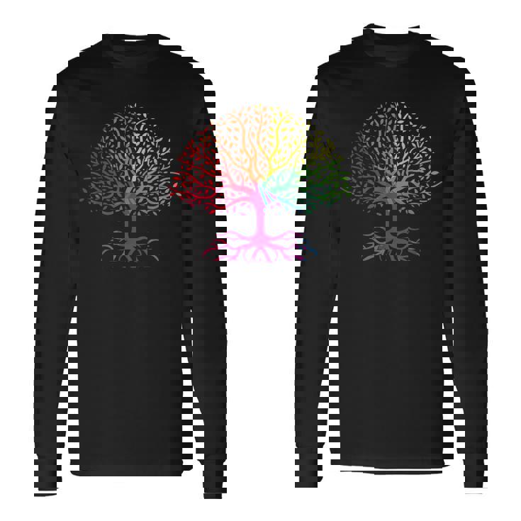 レインボーフラッグ ツリー・オブ・ライフ Lgbt ゲイ・プライド月間 Lgbtqアライ 長袖Tシャツ