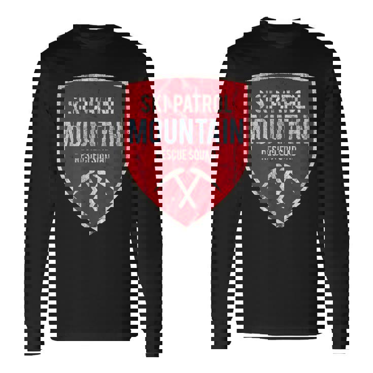 レスキュー隊スキーパトロールレトロスノーボードウィンターリゾート 長袖Tシャツ