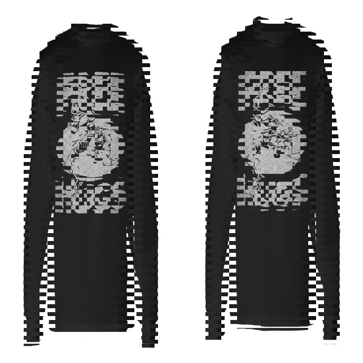 レスリングシャツ 面白いフリーハグレスリング 長袖Tシャツ