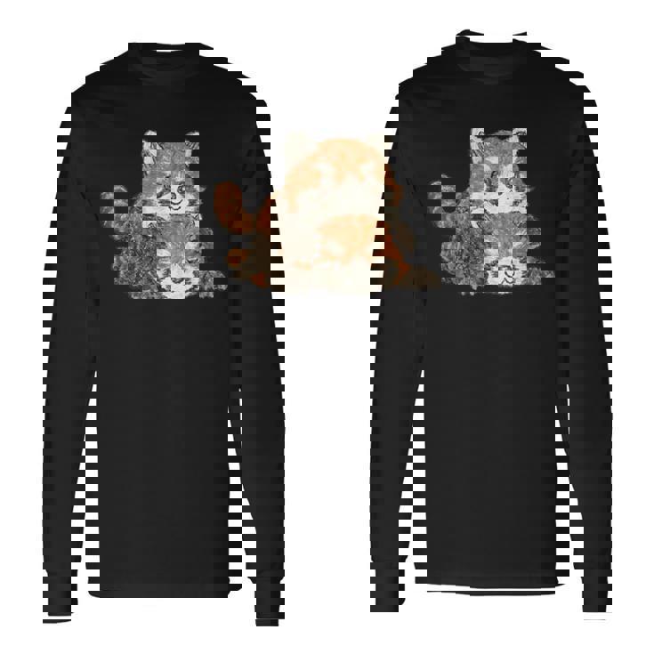 レッサーパンダ かわいい パンダ おもしろ 動物 アート イラスト 長袖Tシャツ