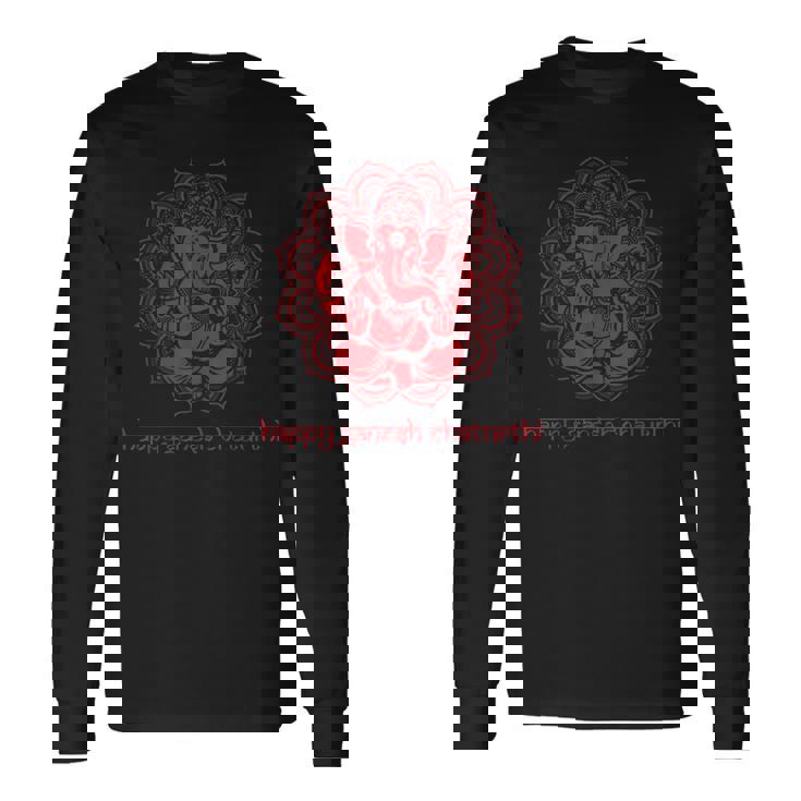 レッドガネーシャハッピーガネーシャ Chartuthi 長袖Tシャツ