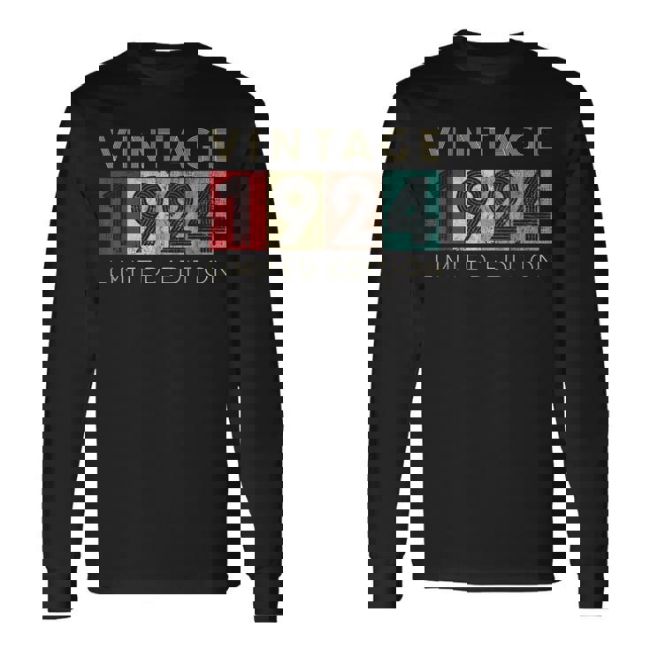 レトロ 99歳 ヴィンテージ 1924 限定版 99歳の誕生日 長袖Tシャツ