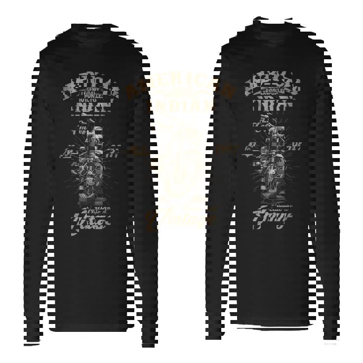 レトロ アメリカン オートバイ インディアン オールドバイカー 長袖Tシャツ