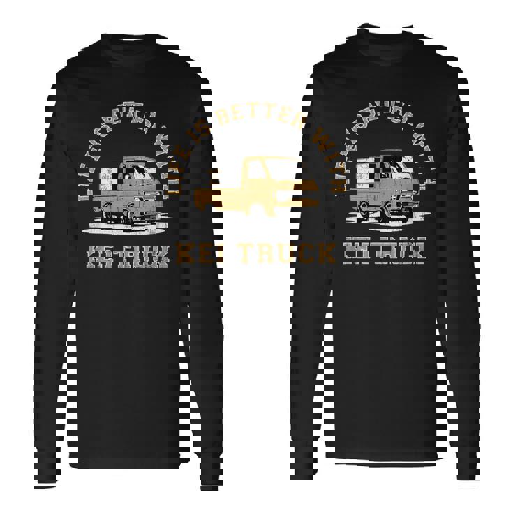 レトロ クラシック 軽トラック ピックアップトラック ヴィンテージデザイン 長袖Tシャツ