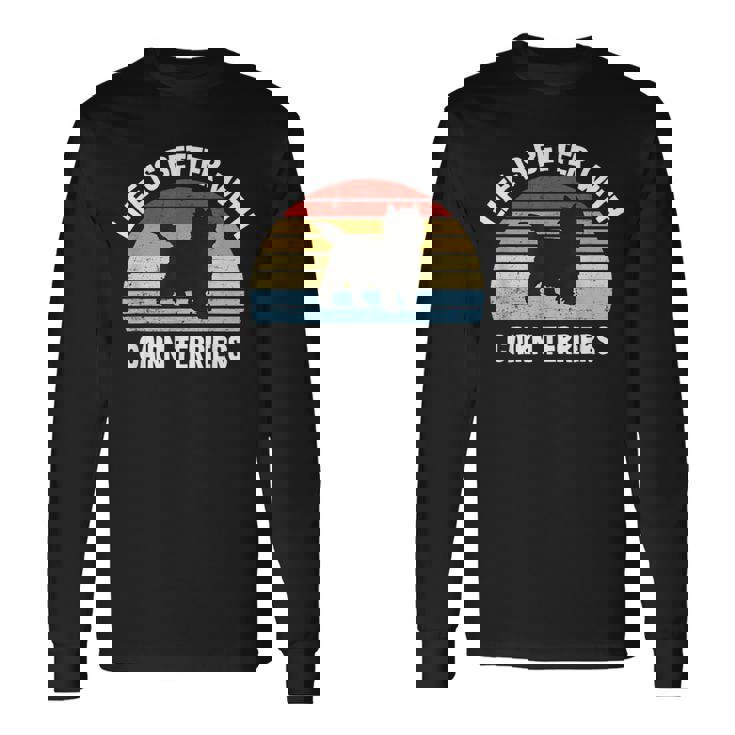 レトロ ケアンテリア 犬 長袖Tシャツ