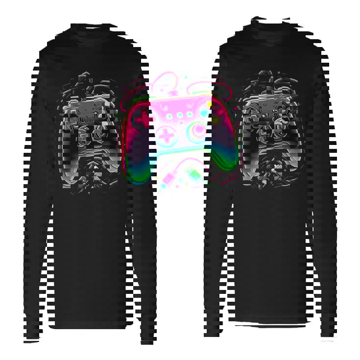レトロ ゲーミング コントローラー ゲーマー ビデオ ゲーム コントローラー 長袖Tシャツ