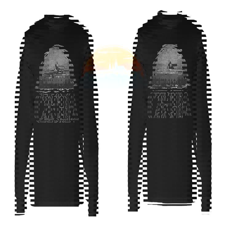 レトロ チェコ 風景 ヴィンテージ お土産 長袖Tシャツ