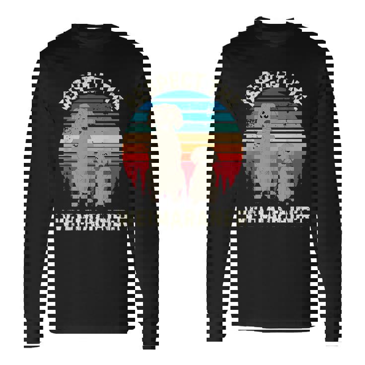 レトロ リスペクト ワイマラナー ヴィンテージ グランジ ワイマラナー 恋人 長袖Tシャツ