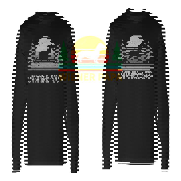 レトロ ワイナー 犬 パパ ギフト ヴィンテージ 犬 ダックスフンド ダックスフンド ダックス ドクシー 長袖Tシャツ