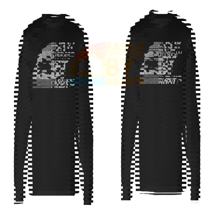 レトロ ヴィンテージ Easy Distracted By Rabbits Bunnies Lover 長袖Tシャツ