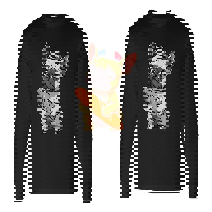 レトロ ヴィンテージ かわいい フレンチブルドッグ パリ お土産 ギフト 長袖Tシャツ