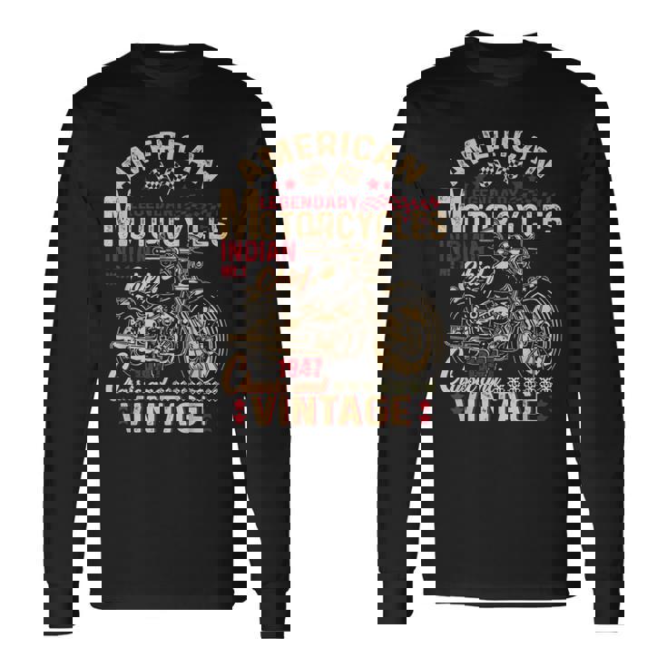 レトロ ヴィンテージ アメリカン オートバイ インディアン オールドバイカー 面白い 長袖Tシャツ