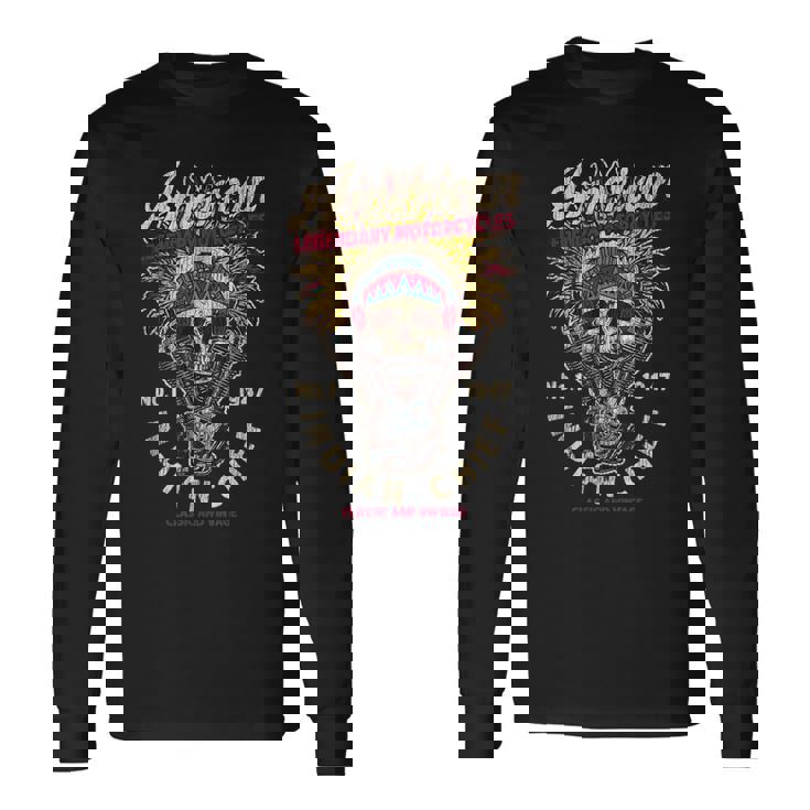レトロ ヴィンテージ アメリカンバイク インディアン ネイティブ バイカーズギフト 長袖Tシャツ