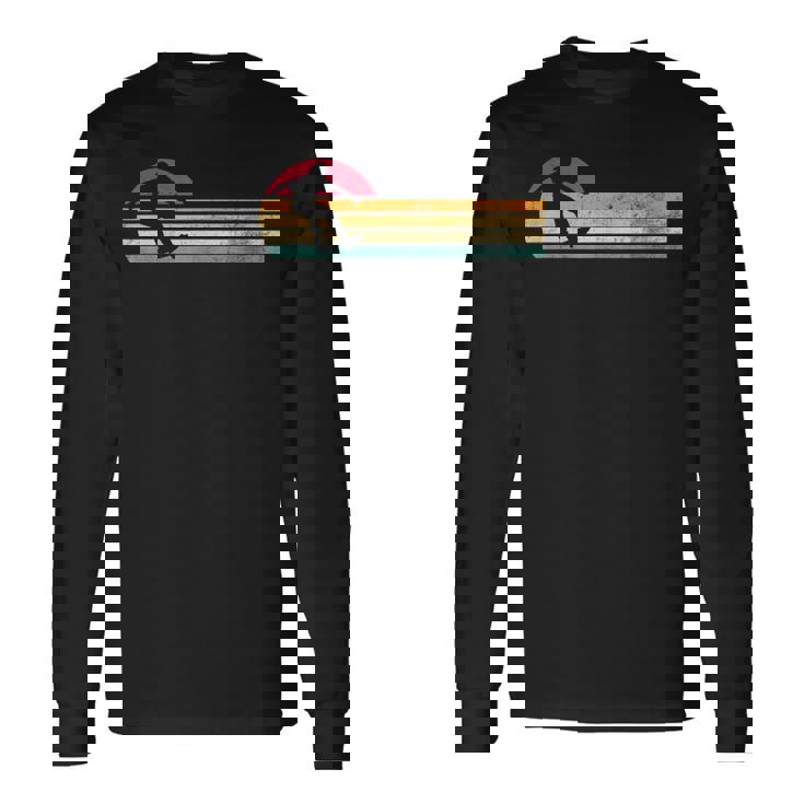 レトロ ヴィンテージ スケートボーダーシルエット スケートボード 長袖Tシャツ