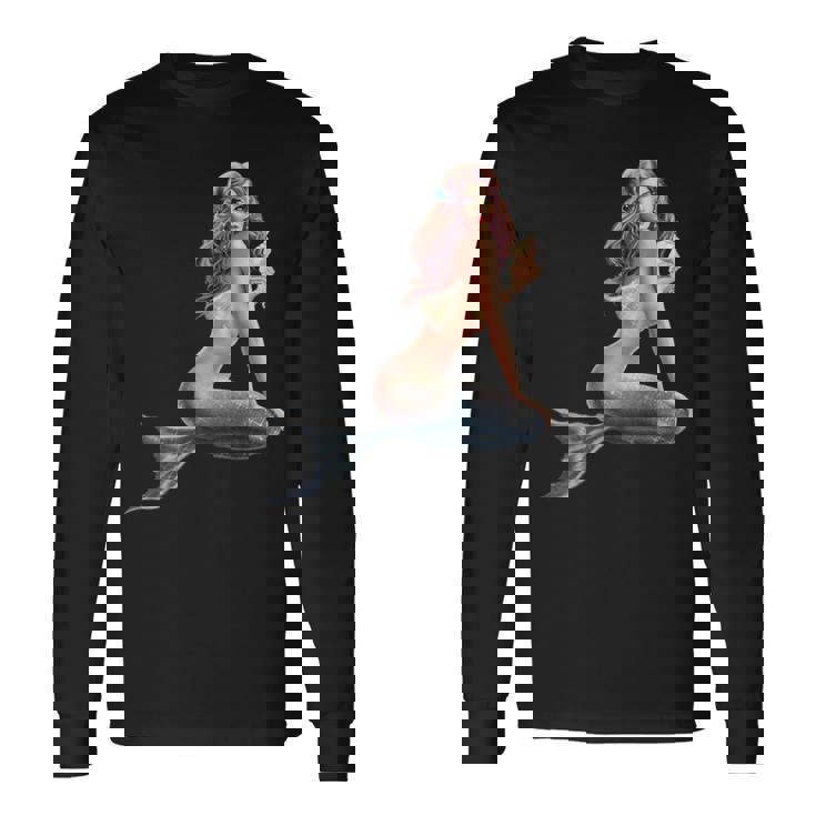 レトロ ヴィンテージ ピンナップ ガール マーメイド 長袖Tシャツ