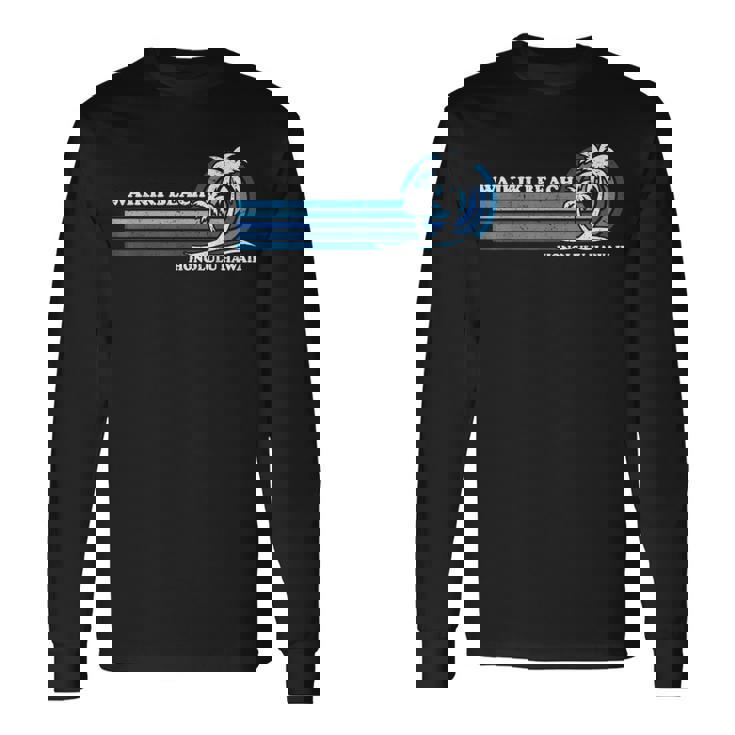 レトロ ヴィンテージ 家族旅行 ホノルル ハワイ ワイキキ ビーチ 長袖Tシャツ ギフトのアイデア