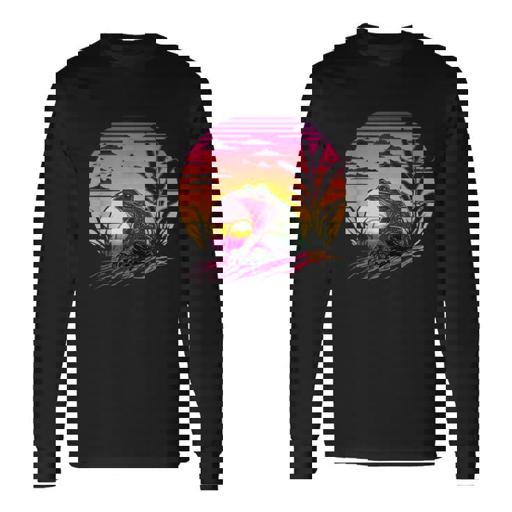 レトロなエステティックフロッグ 長袖Tシャツ