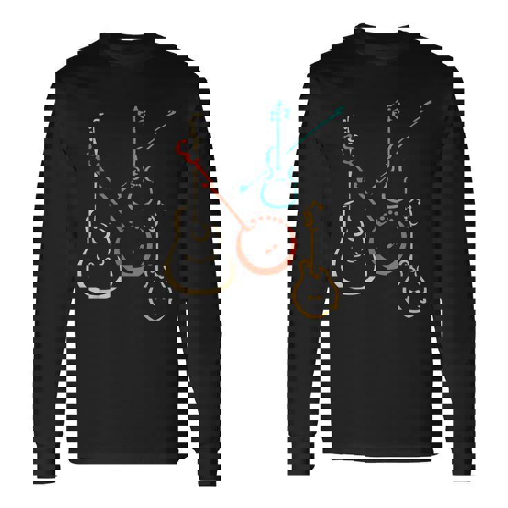 レトロなブルーグラス、ギター、バンジョー、フィドル、マンドリン 長袖Tシャツ