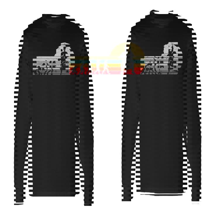 レトロなヴィンテージ チェロラバー 人間の進化 チェロ。 長袖Tシャツ