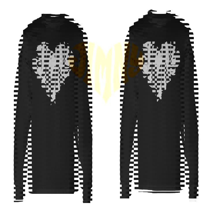 レトロなヴィンテージスタイルのラブハート。ジムニーアイボリーにフィット。 長袖Tシャツ