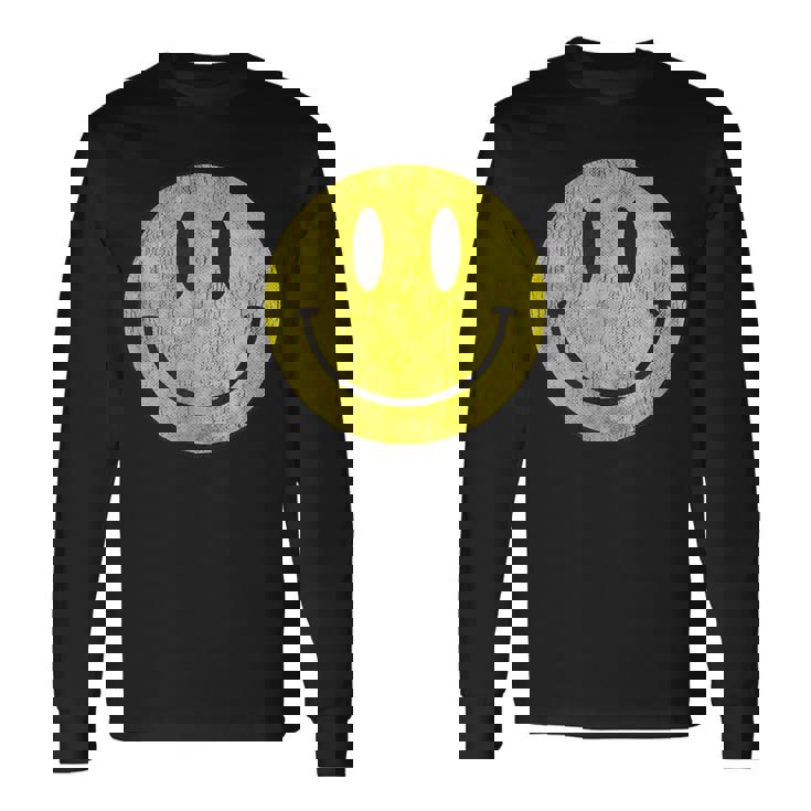 レトロアシッドハウス 80年代90年代ヴィンテージスマイルtシャツ アンティーク調 長袖Tシャツ