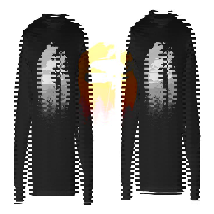 レトロサンセットツリークライマーアーボリスト。 長袖Tシャツ