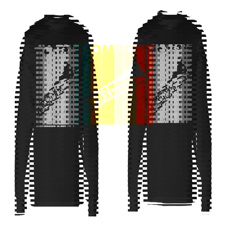 レトロトロンボーン I 吹奏楽部 I ミュージシャン I トロンボーン 長袖Tシャツ