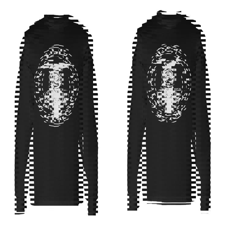 レトロバイク R Ninet フロントビュー レタリング付き 長袖Tシャツ